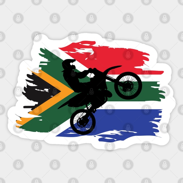 Awesome South African flag Dirt bike/Motocross design. Sticker by Murray Clothing